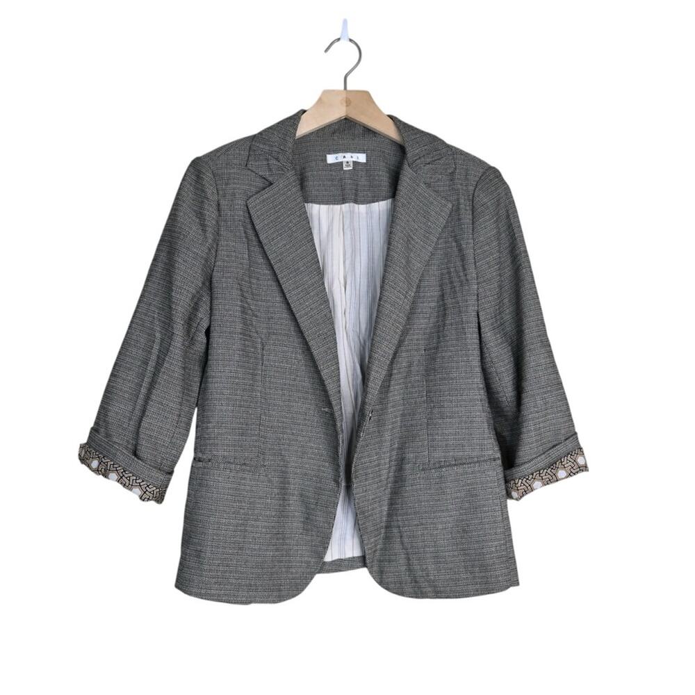 CAbi Women's 8 Lined Brown Navy Cream Textured Blazer